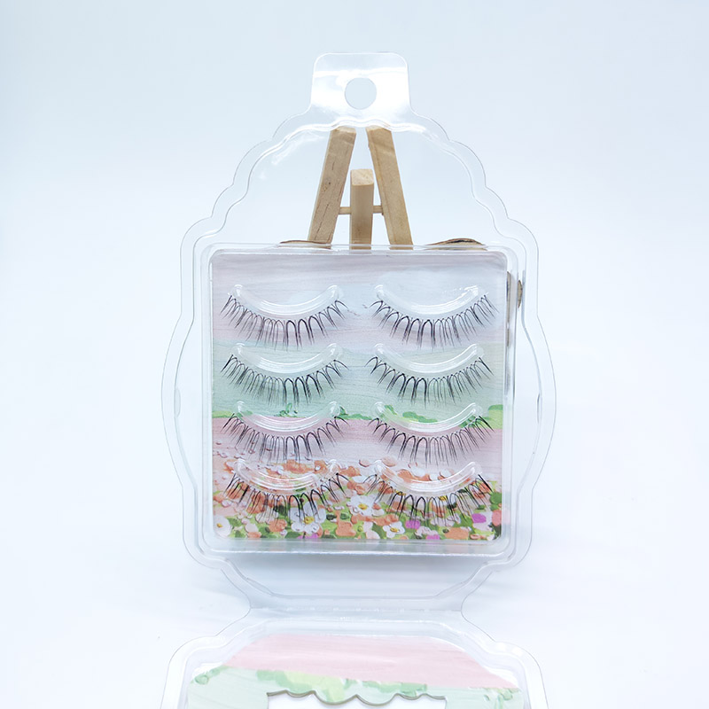 4 paari Natural Look kunstripsmed Strip Cross Clear Band 5-7mm Cross Eyelash JK1