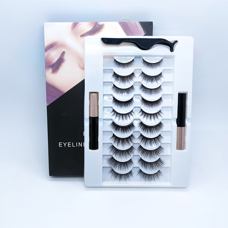 6D Magnetic Eyelashes Eyeliner Kit Natural Looking 10 paari pakk