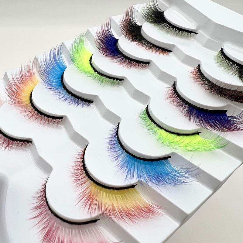 7 Pairs Pack Color Cat Eye kunstripsmed